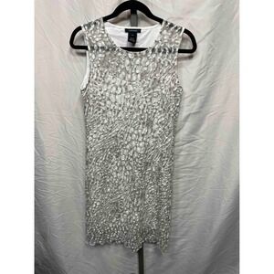 Alison Sheri Women's White Gray Textured Sleeveless Sheath Dress Size S